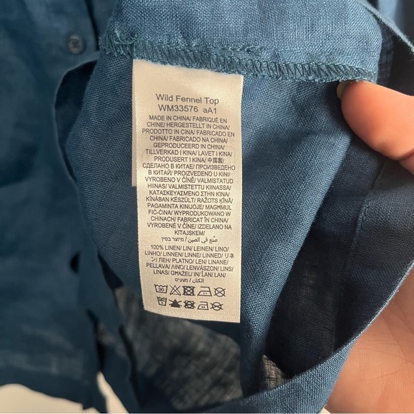 Seasalt Women's Top - teal Wild Fennel Button Through Linen Regular size 12 - Picture 7 of 10